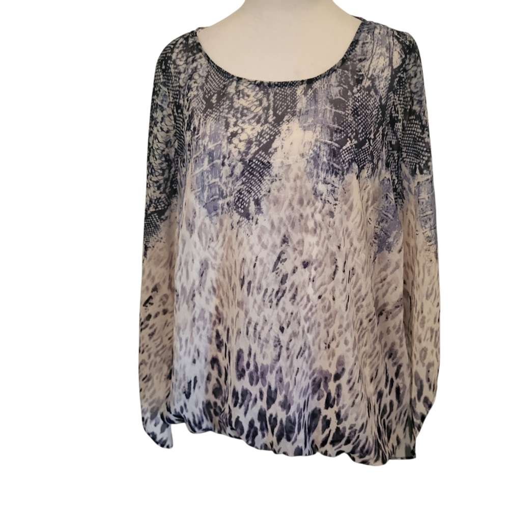 Alfani Plus Layered Blouse Blue/White sz 0X